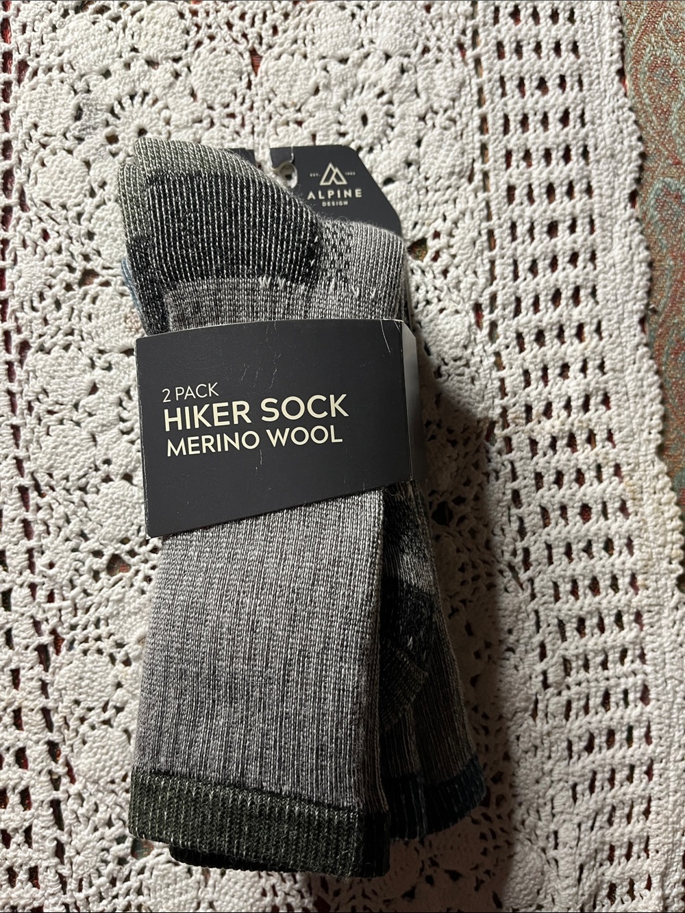 Alpine Design Gray Merino Wool Hiker Socks (2 Pack) medium